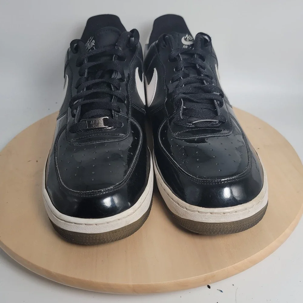 Nike Air Force 1 '07 Low Black White Patent Shoes Mens 15 Streetwear 315122-047